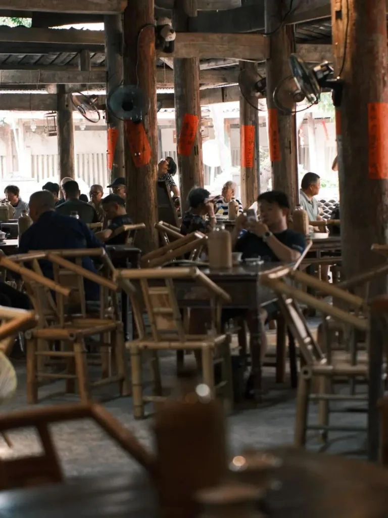 Jinqin Old Teahouse in Chengdu with bamboo chairs and neighborhood tea culture