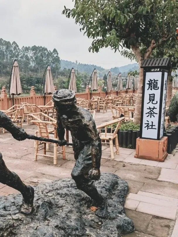 Longjian Teahouse near the rivers in Huanglongxi Chengdu with a peaceful countryside setting