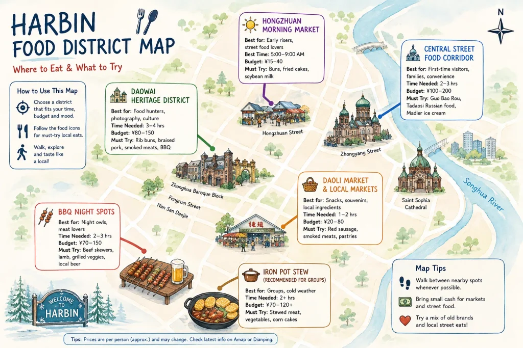 Harbin Food District Map