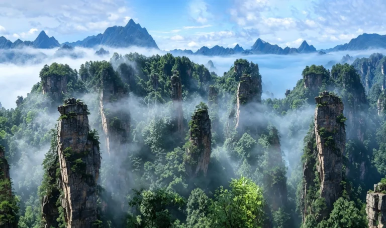 Zhangjiajie sandstone peaks in Wulingyuan Scenic Area, China